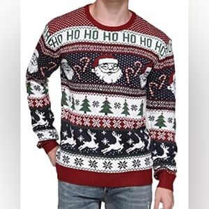 NWOT Men’s Christmas Santa Reindeer Holiday Festive Knitted Sweater Large